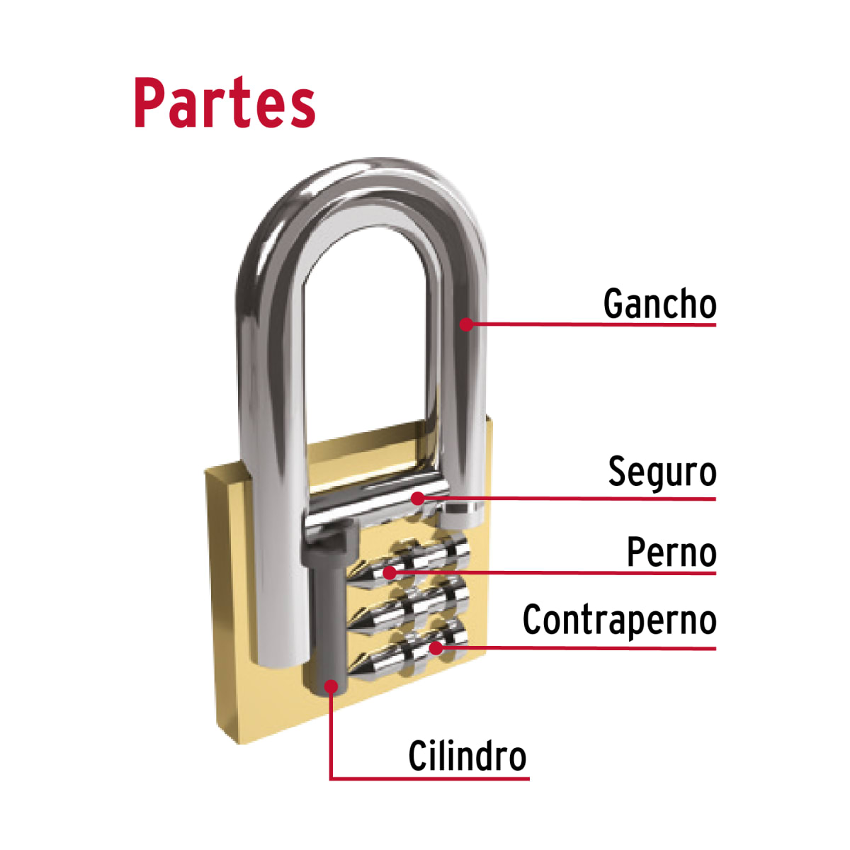 Candado de hierro color latón 20 mm arco normal, caja, Basic Hermex2