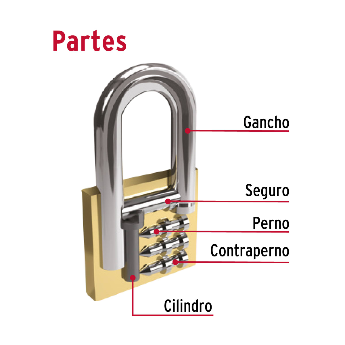 Candado de hierro color latón 40 mm arco normal, caja, Basic Hermex5