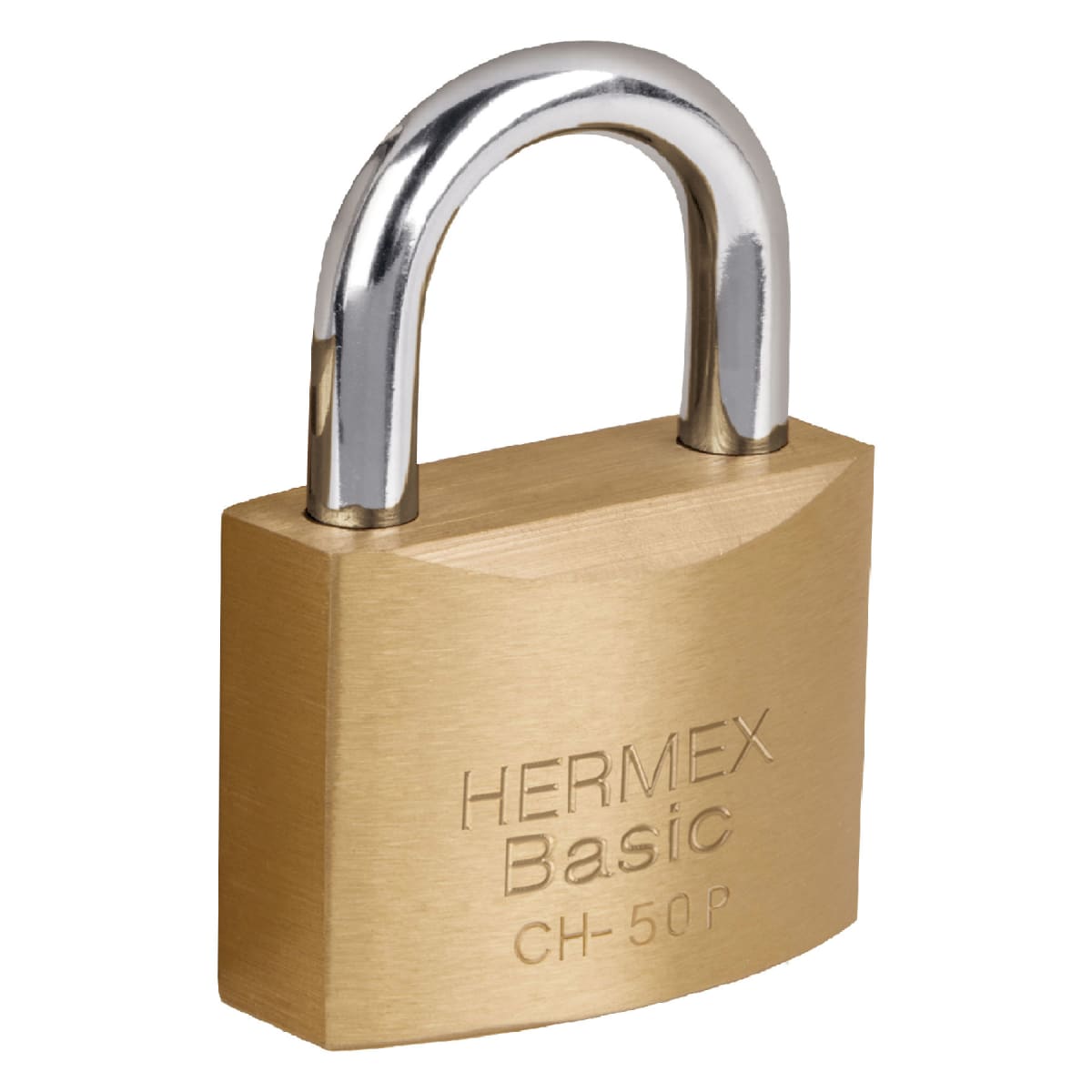Candado de hierro color latón 50 mm arco normal, caja, Basic Hermex1