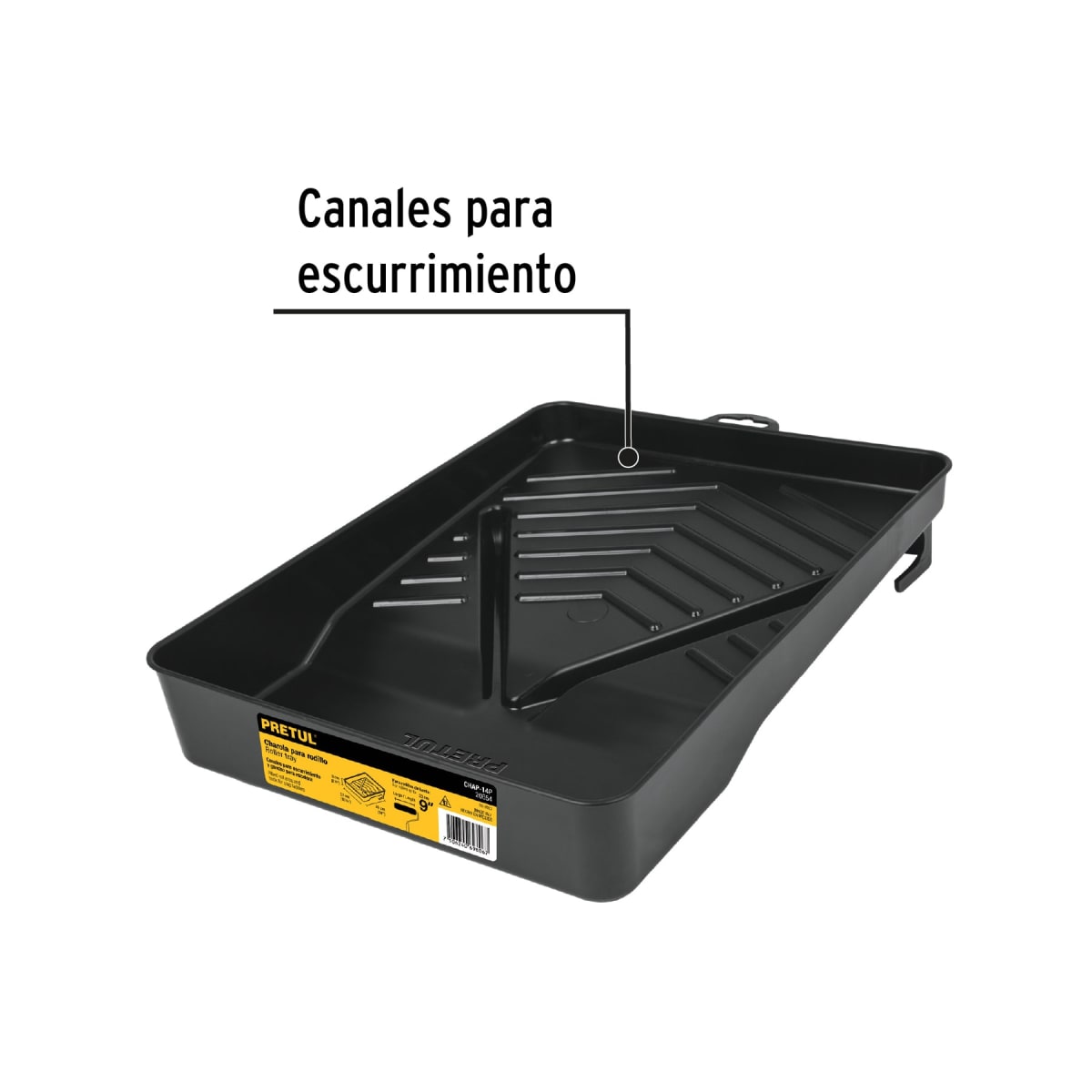 Charola de plástico 14' para rodillo, Pretul2