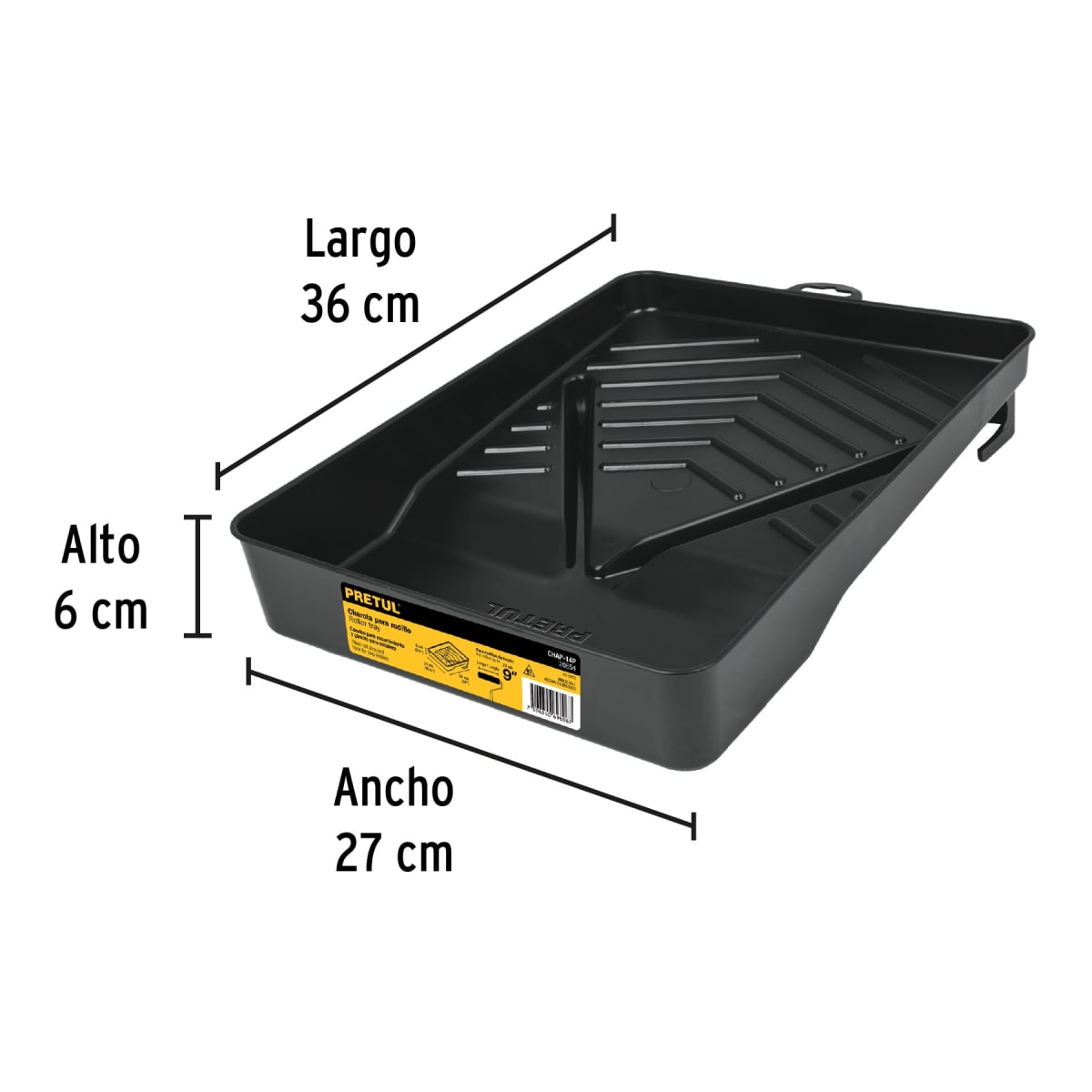 Charola de plástico 14' para rodillo, Pretul3