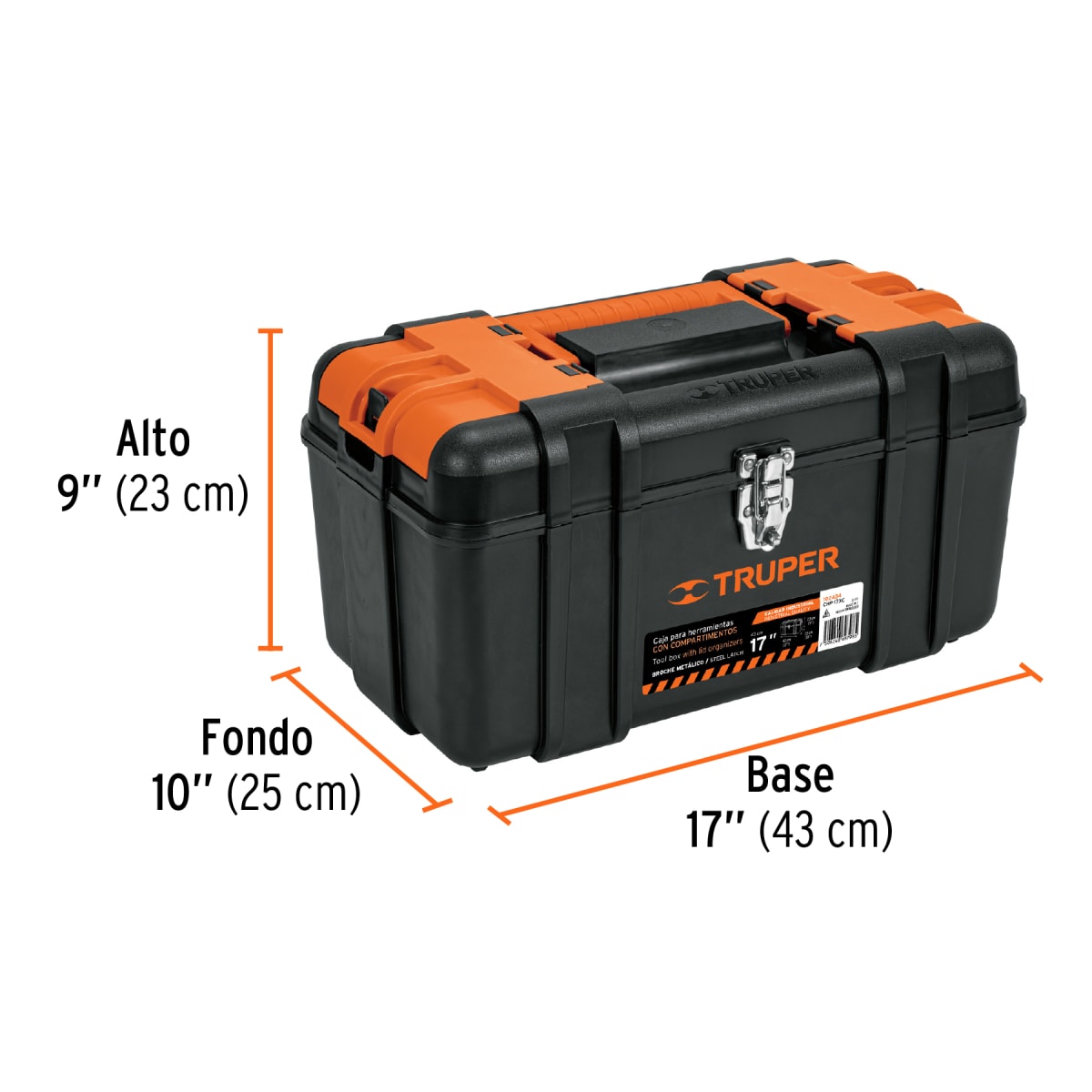 Caja para herramienta 17´´ con compartimentos broches metálicos Truper3
