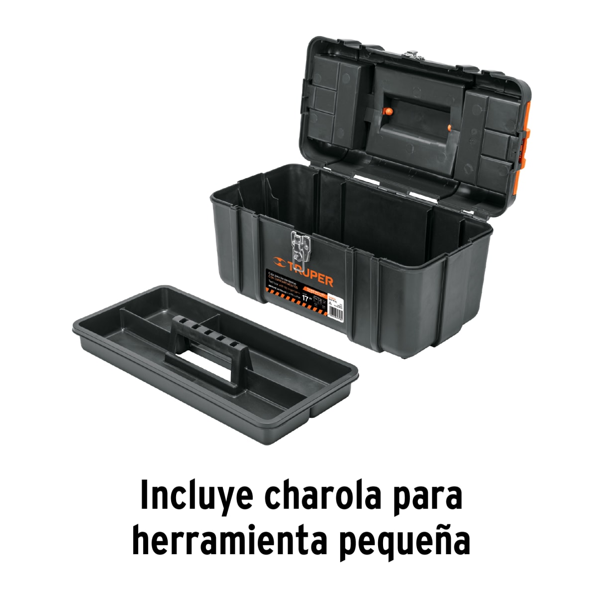 Caja para herramienta 17´´ con compartimentos broches metálicos Truper4