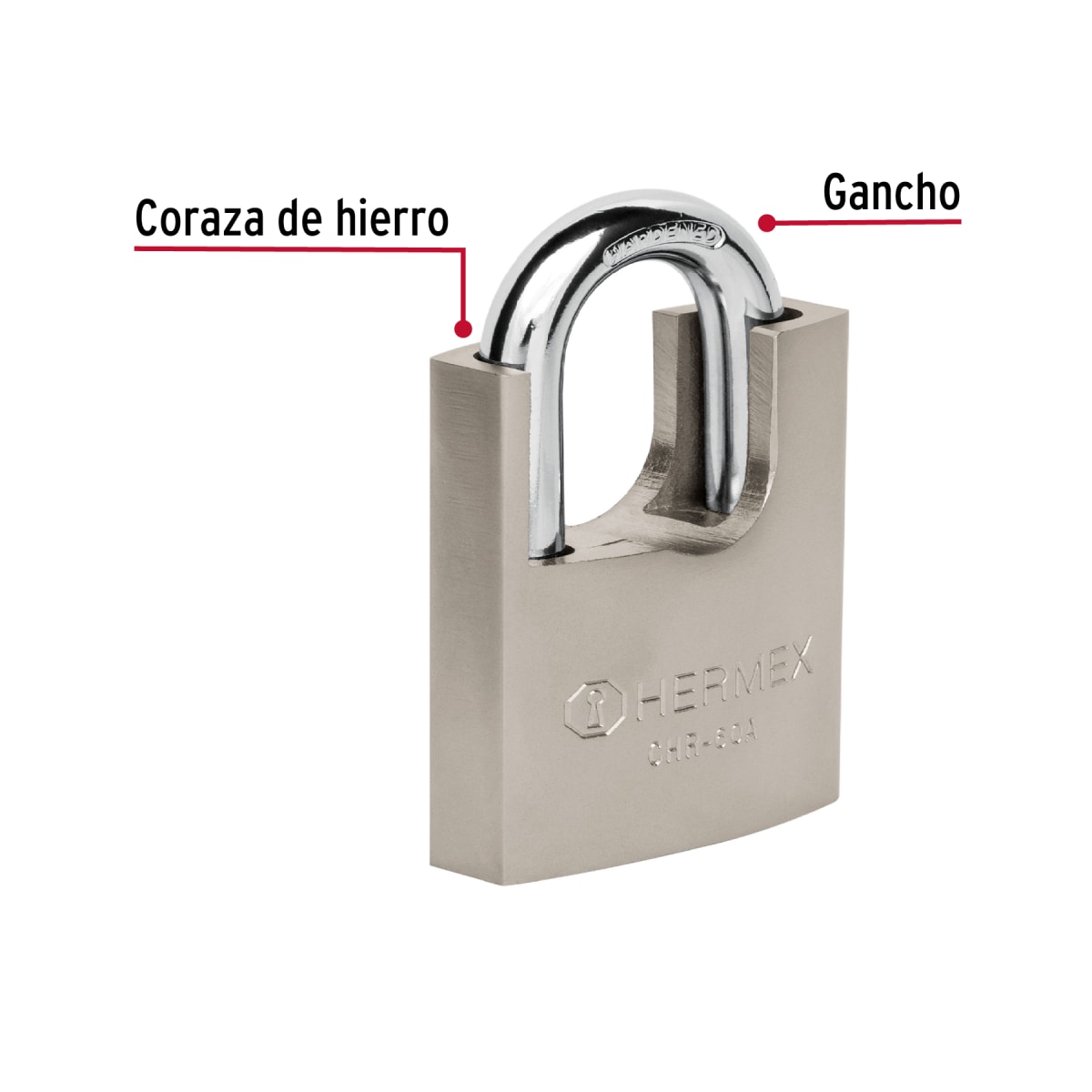 Candado 60 mm cuerpo acorazado de hierro, llave anti-ganzúa Hermex5