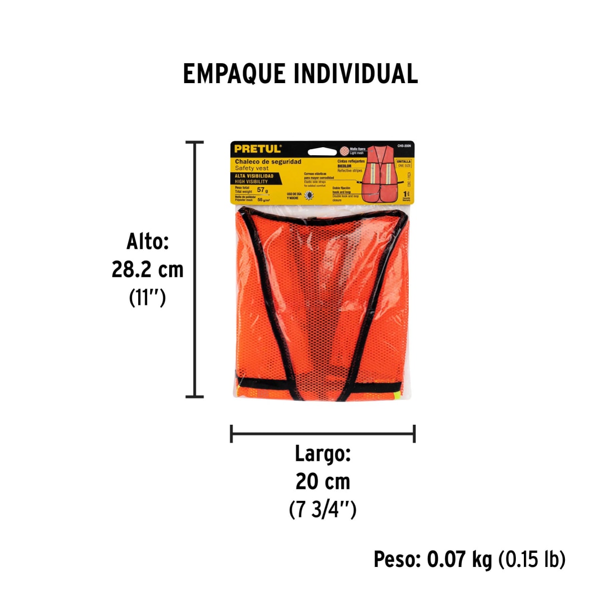 Chaleco de seguridad con cintas reflejantes. naranja. Pretul4