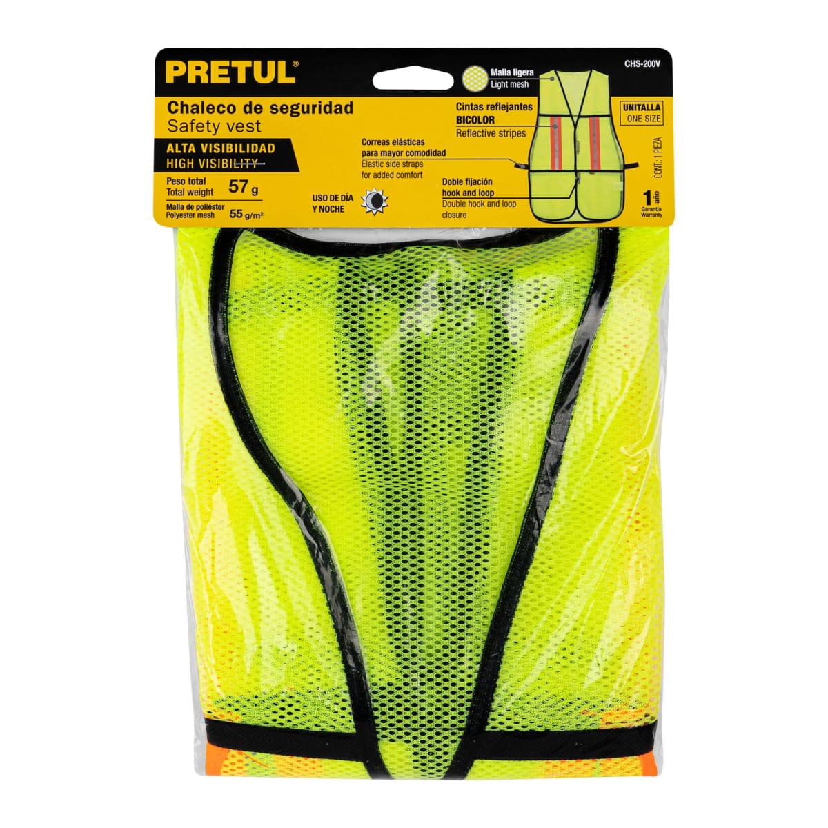 Chaleco de seguridad con cintas reflejantes. verde. pretul3