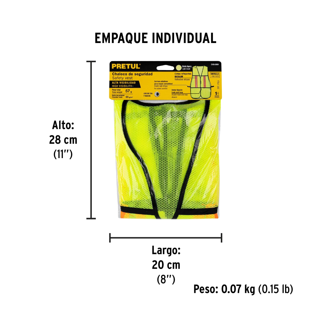 Chaleco de seguridad con cintas reflejantes. verde. pretul4