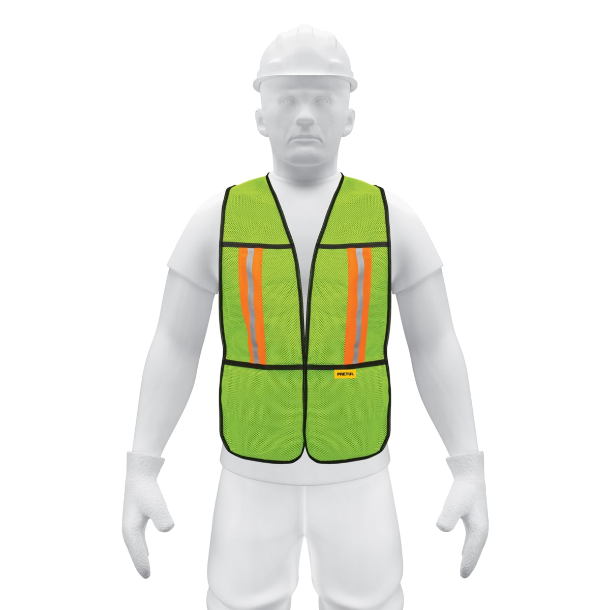 Chaleco de seguridad con cintas reflejantes. verde. pretul1