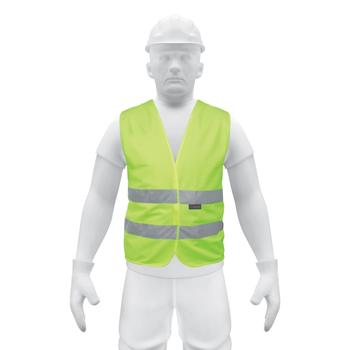 Chaleco de seguridad verde con cintas de alta visibilidad Truper1