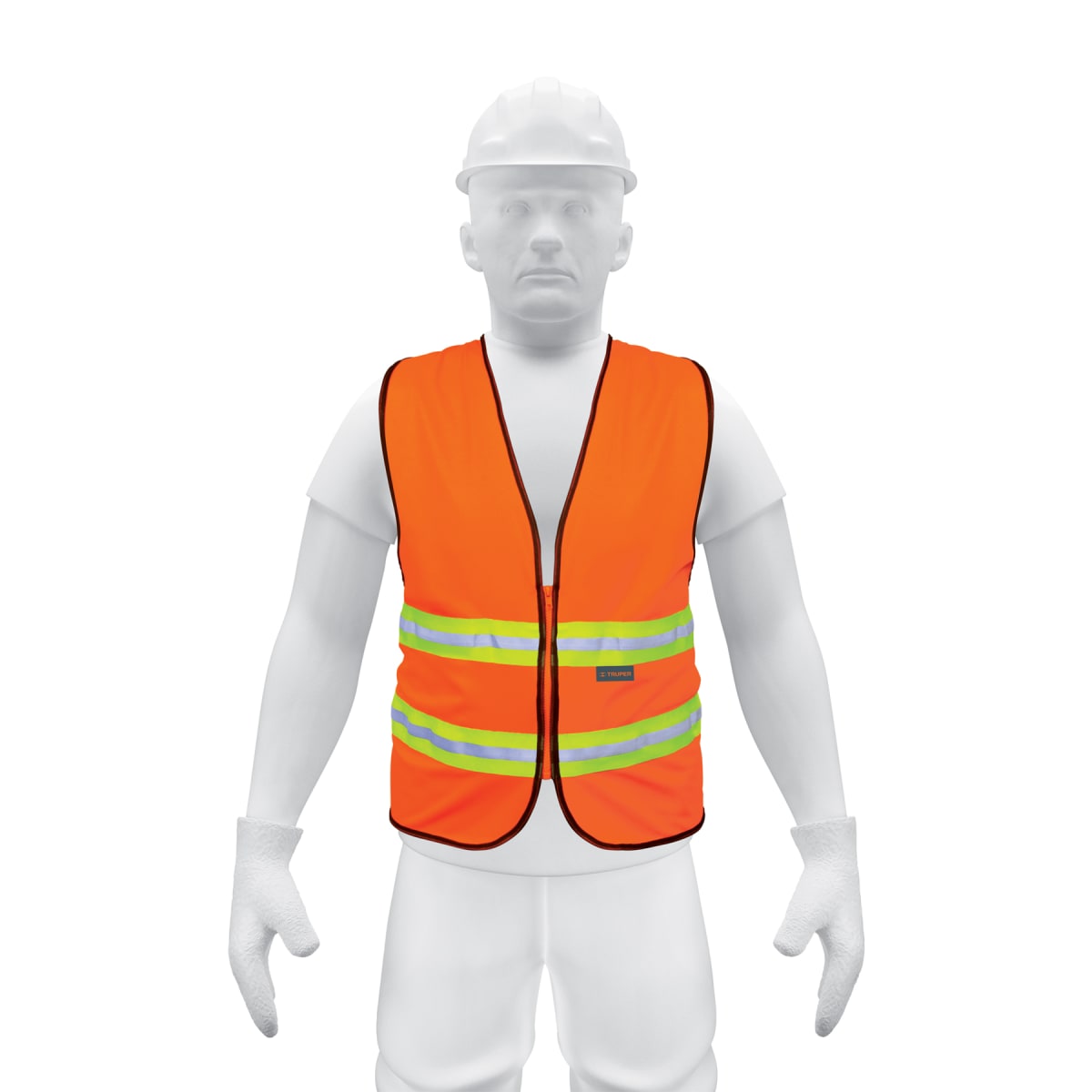 Chaleco de seguridad naranja alta visibilidad con cierre Truper1