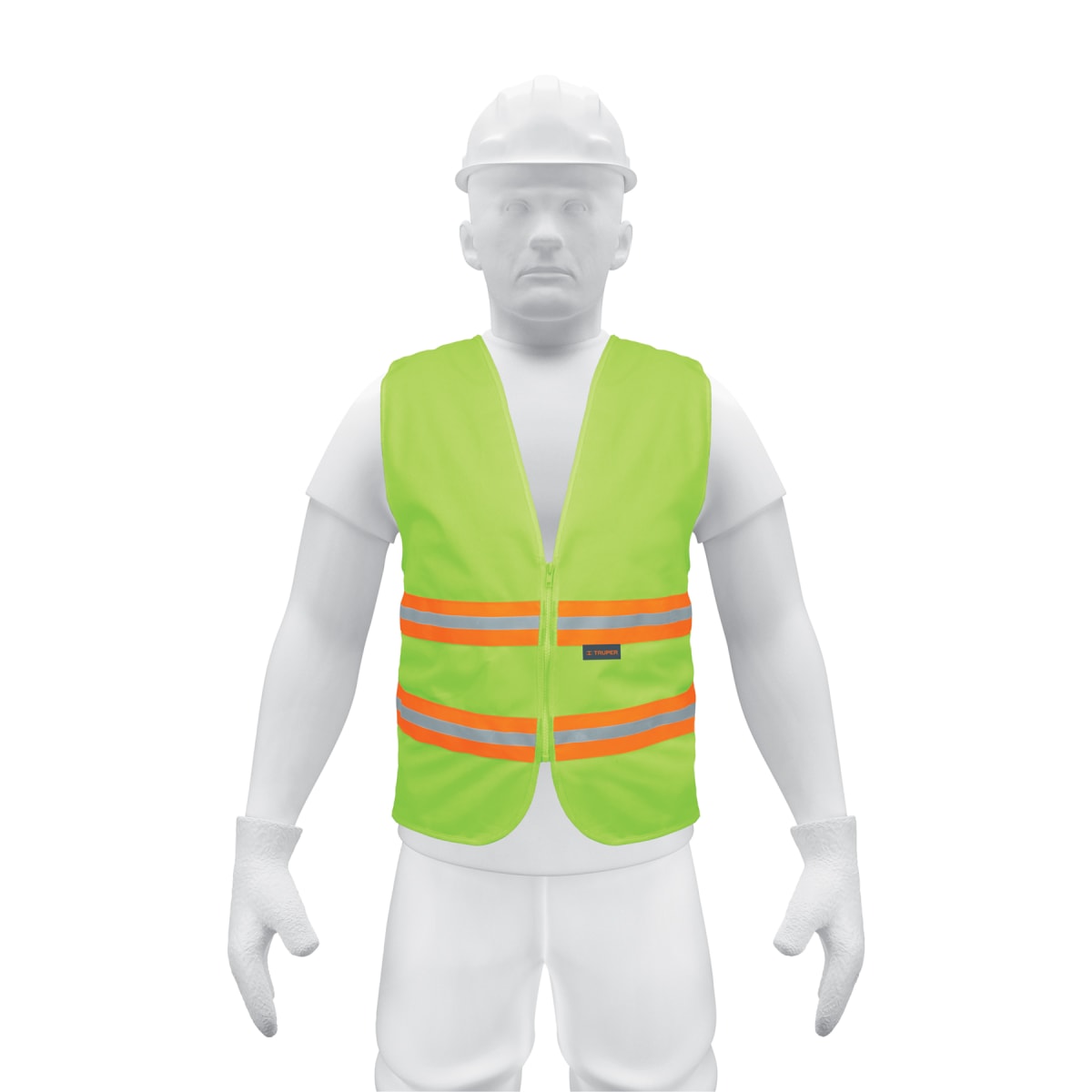 Chaleco de seguridad verde alta visibilidad con cierre Truper1