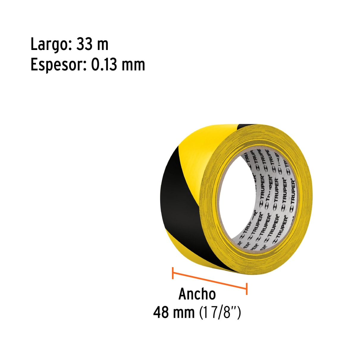Rollo de 33 m de cinta de seguridad amarilla / negro, truper3