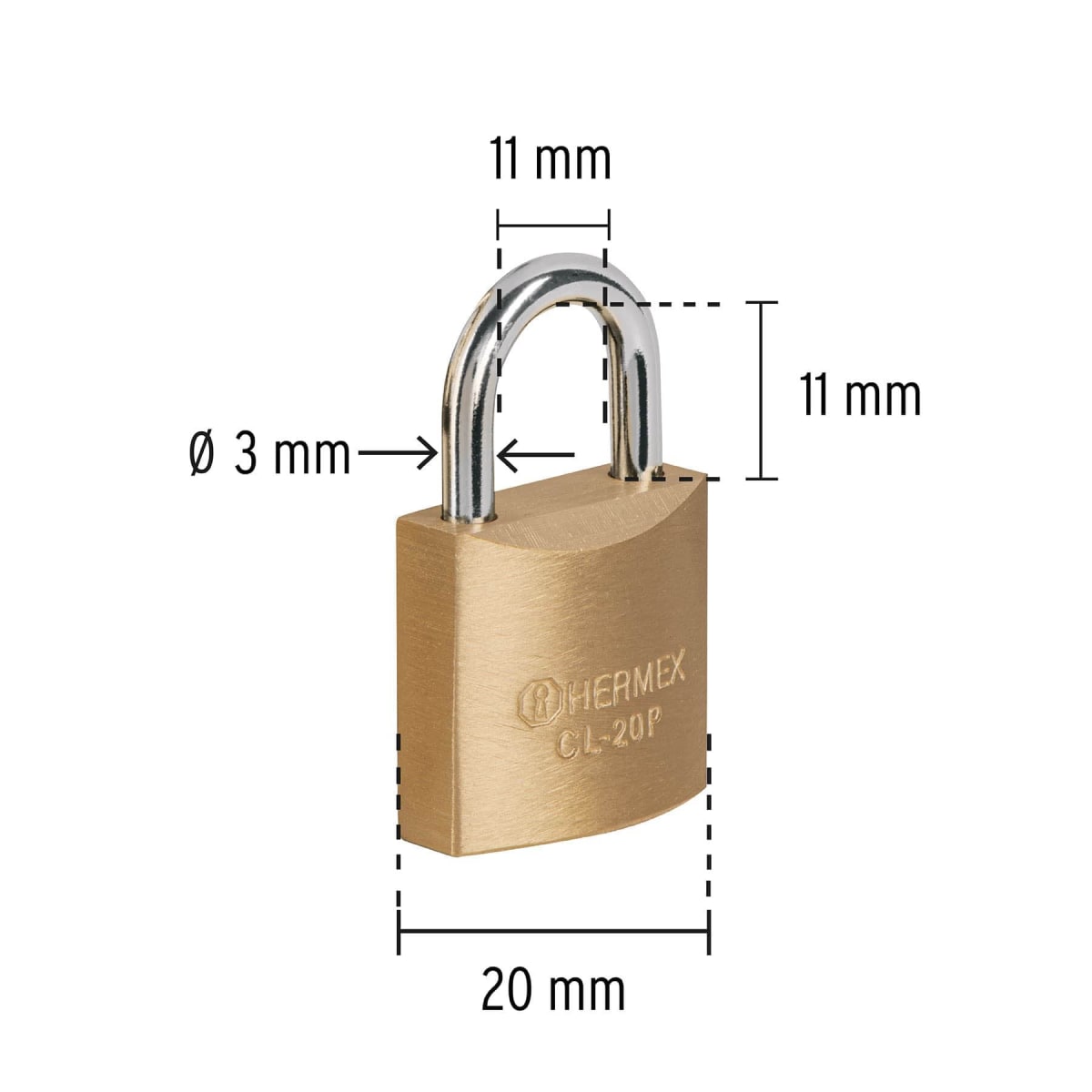 Blíster con 2 candados de latón de 20 mm, Hermex Basic5