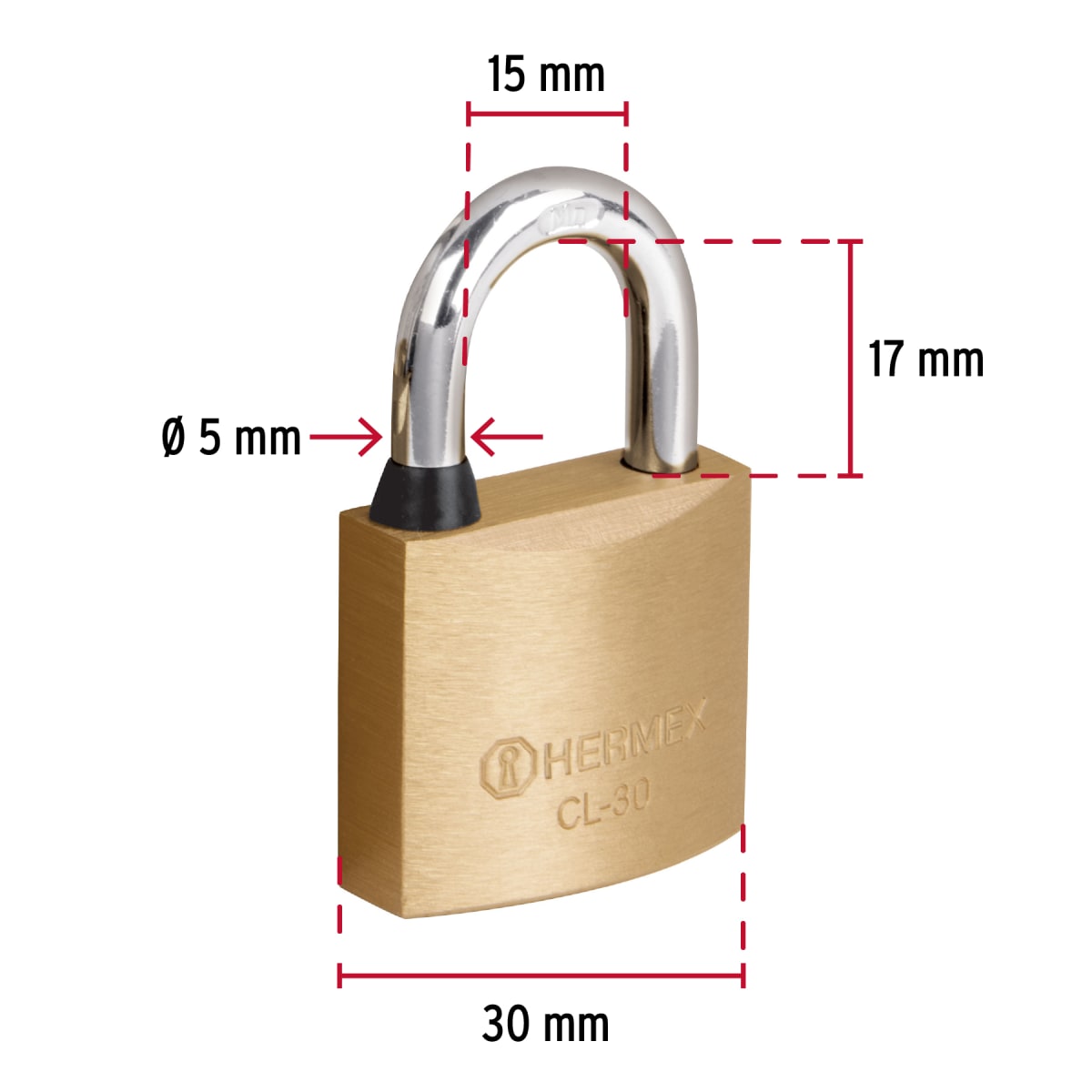 Candado de latón 30 mm arco normalHermex2