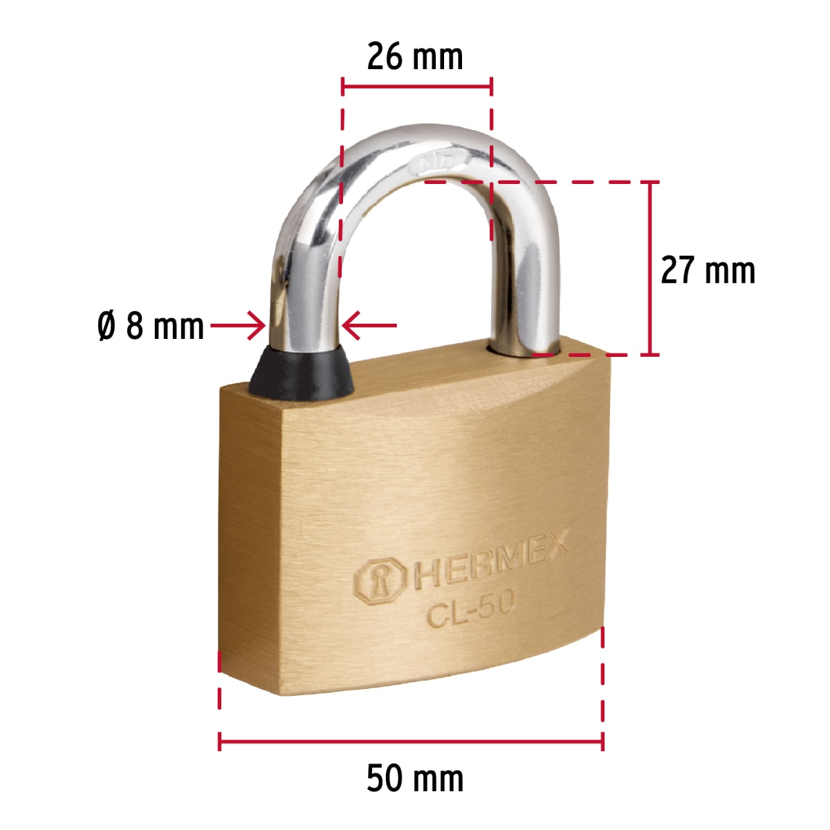 Candado de latón 50 mm arco normal Hermex2