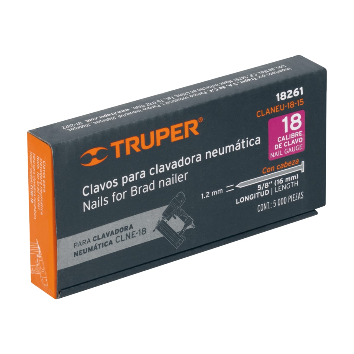 Caja con 5000 clavos calibre 18. 15 mm para clne-18 Truper5