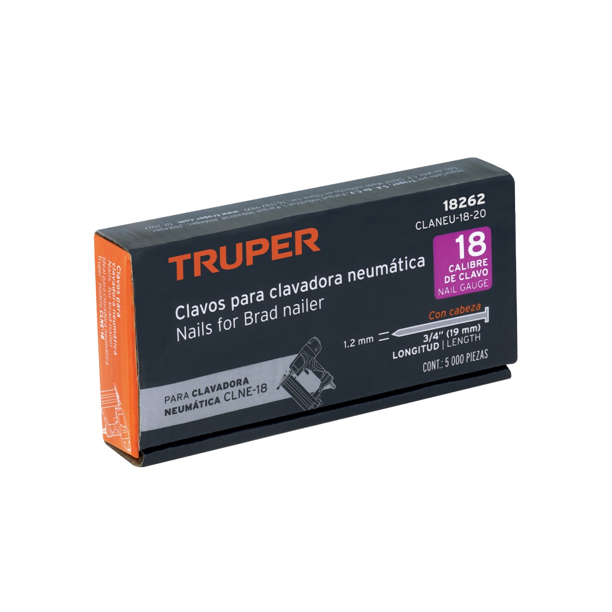 Caja con 5000 clavos calibre 18. 20 mm para clne-18 Truper5