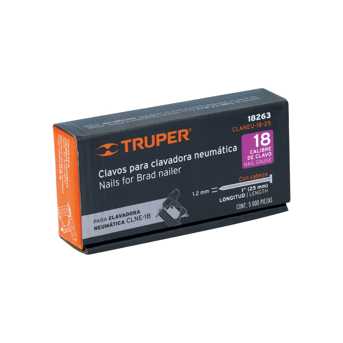 Caja con 5000 clavos calibre 18. 25 mm para clne-18 Truper5