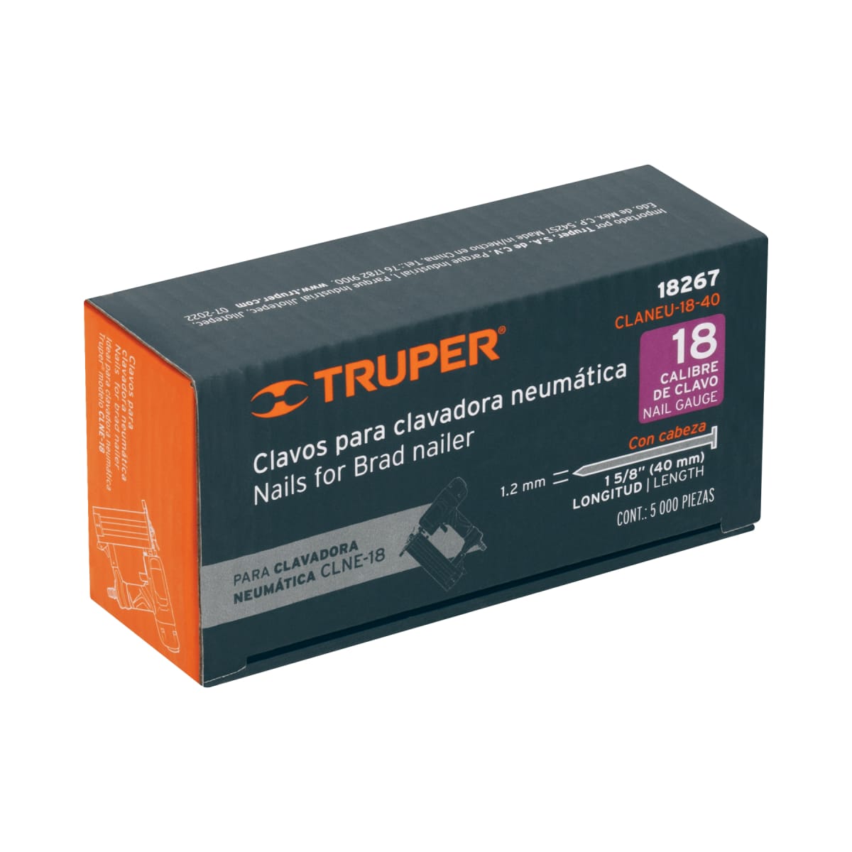 Caja con 5000 clavos calibre 18, 40 mm para CLNE-18, Truper5