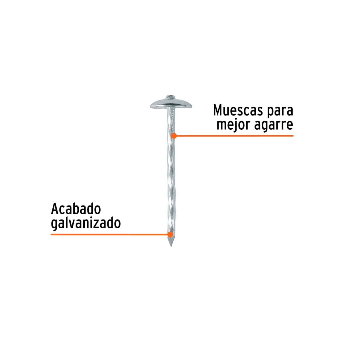Clavo de acero calamina 9x2.5´´, caja con 25 Kg Truper2