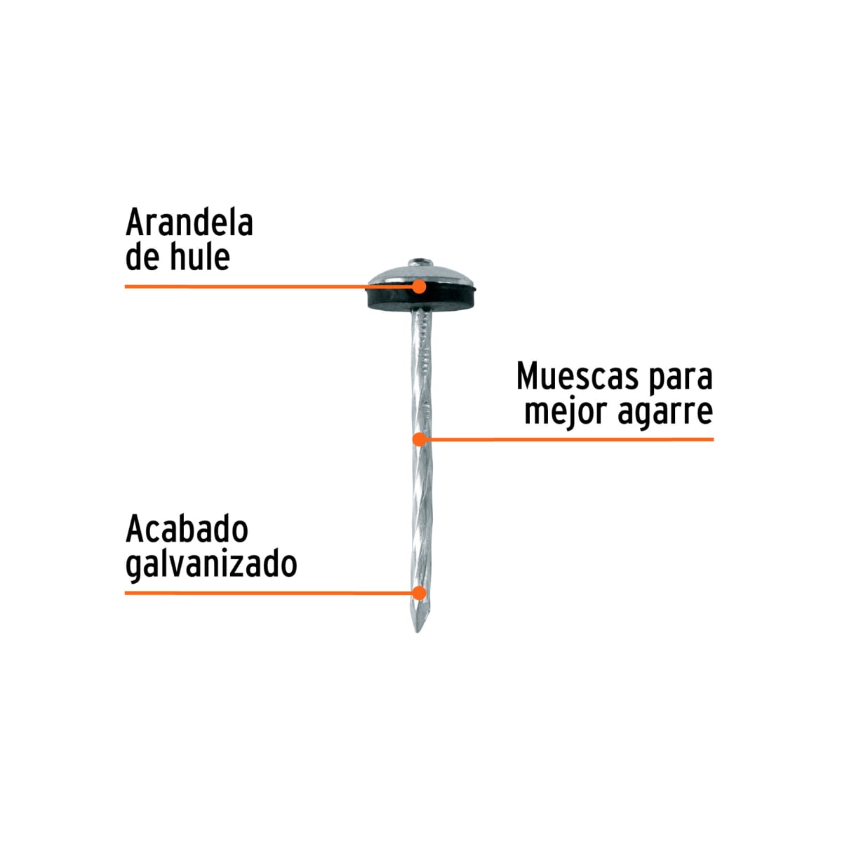 Clavo de acero calamina 9x2.5´