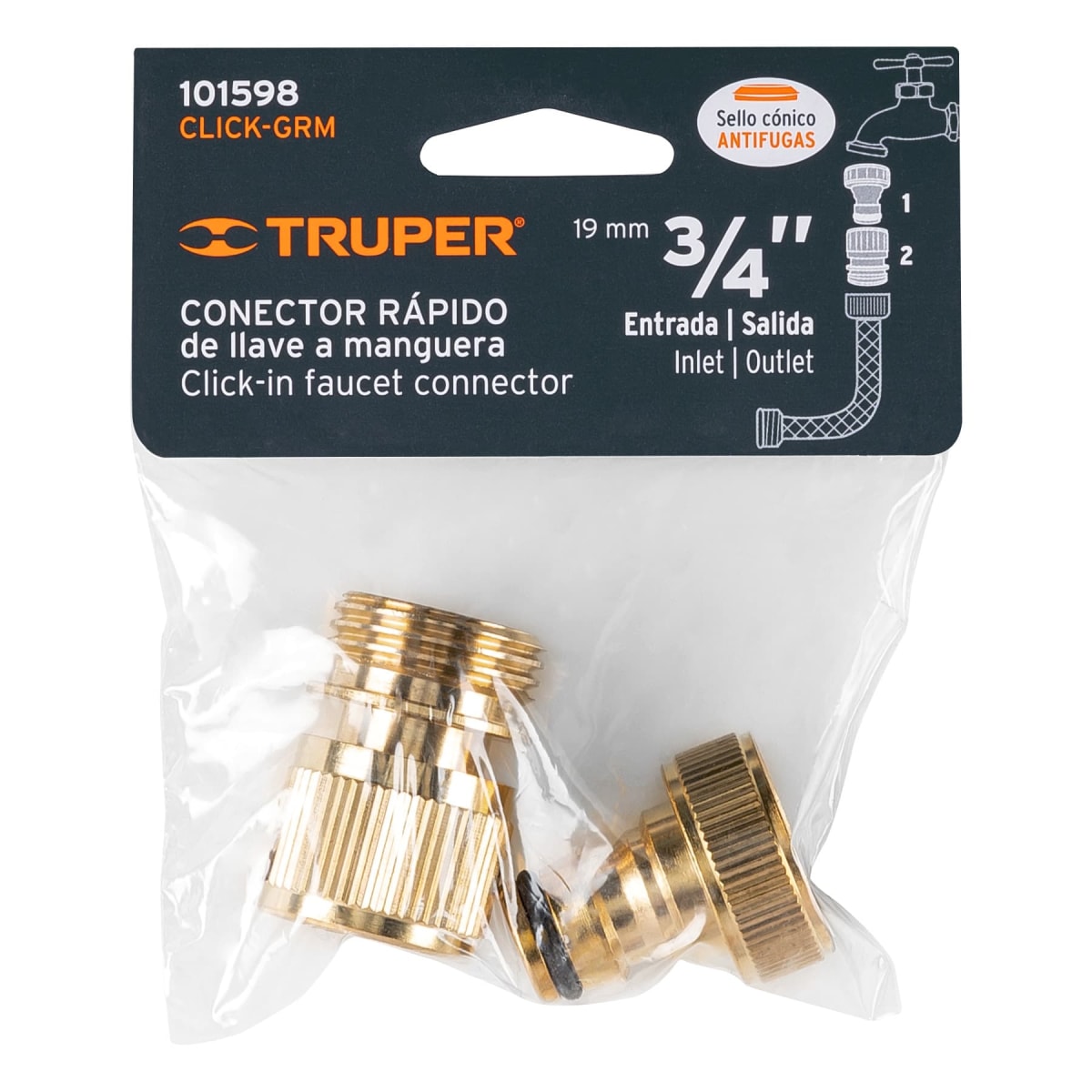 Conectores de laton solido sistema click para grifo Truper2