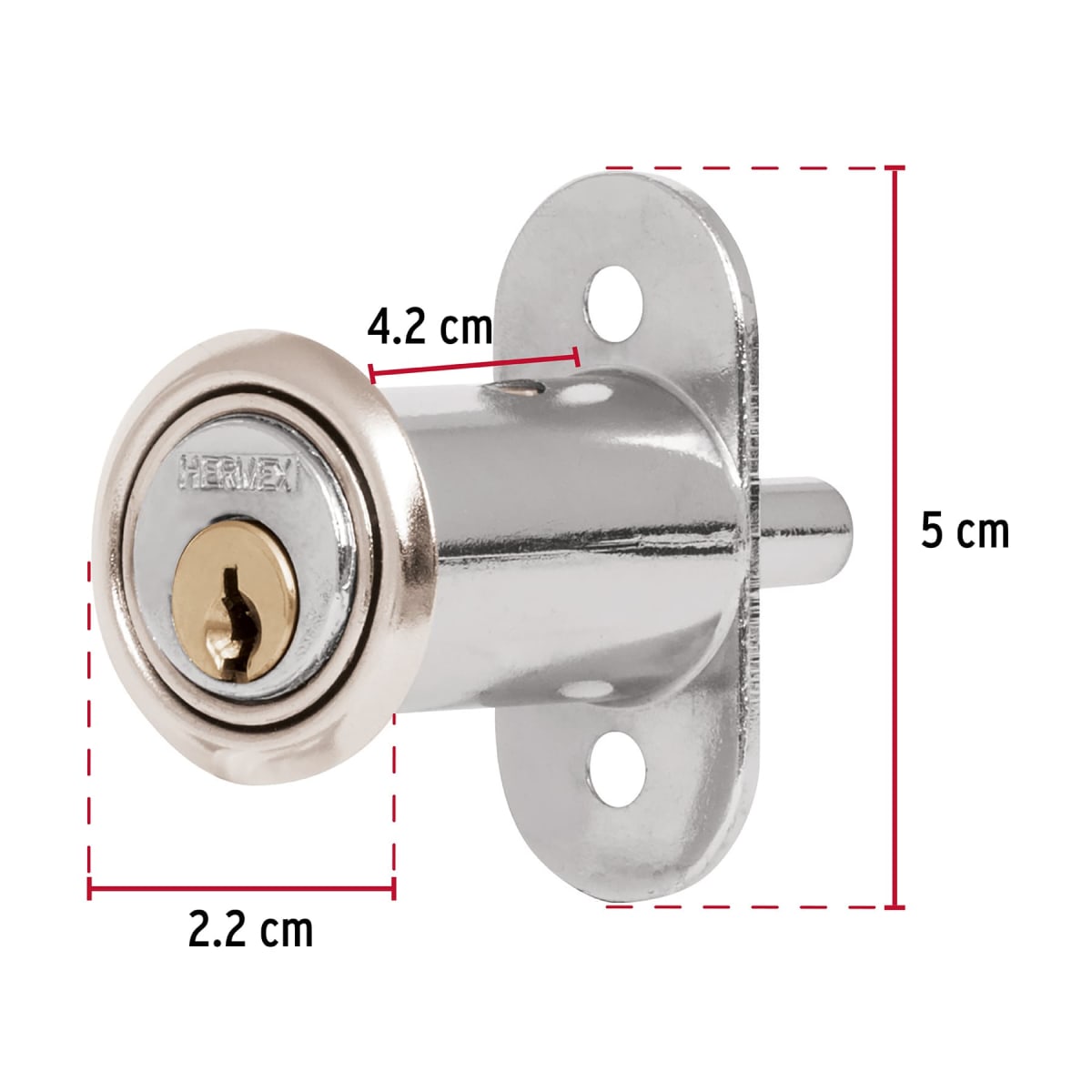 Chapa cerradura para mueble modelo 20 cromo Hermex3