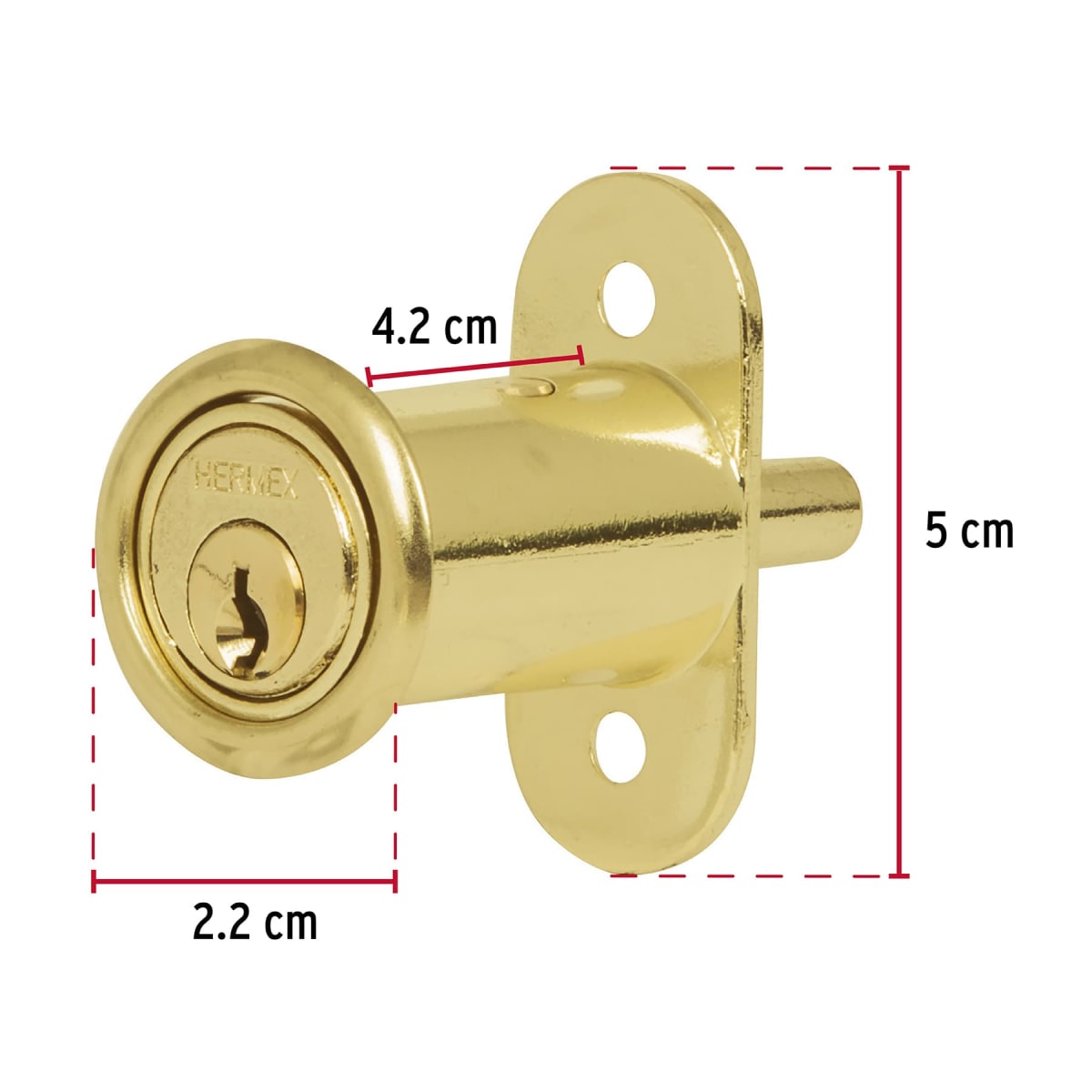 Chapa cerradura para mueble modelo 20 laton Hermex3
