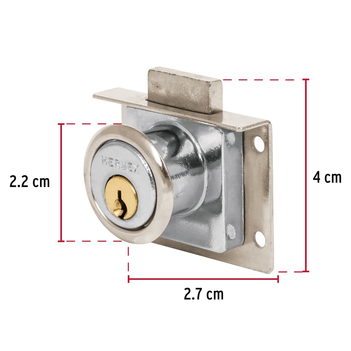 Chapa cerradura para mueble modelo 24 cromo Hermex4