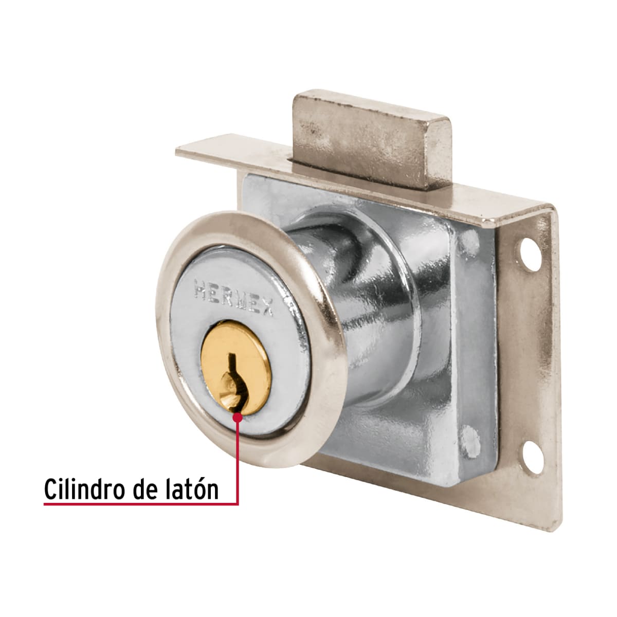 Chapa cerradura para mueble modelo 24 cromo Hermex2