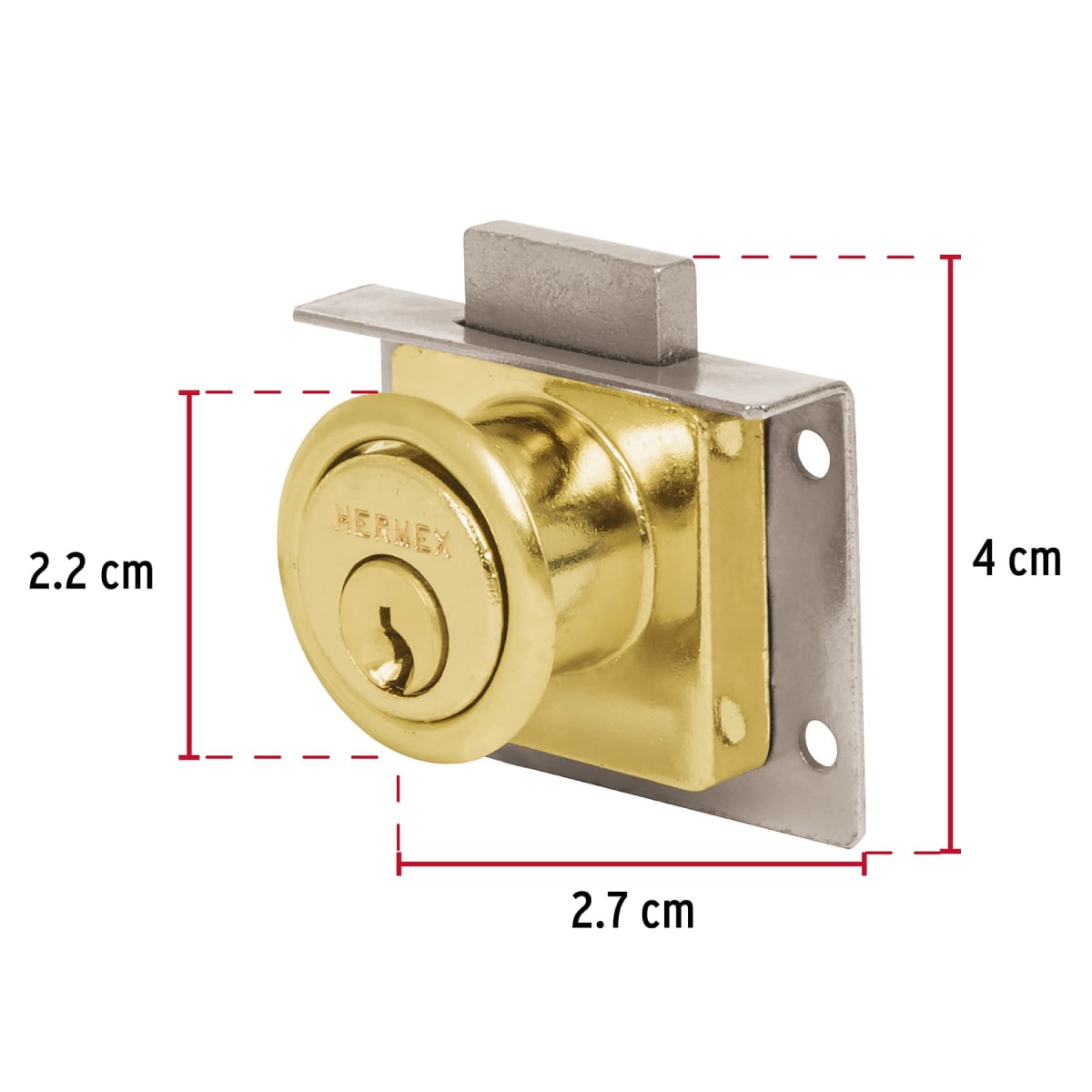 Chapa cerradura para mueble modelo 24 laton Hermex4