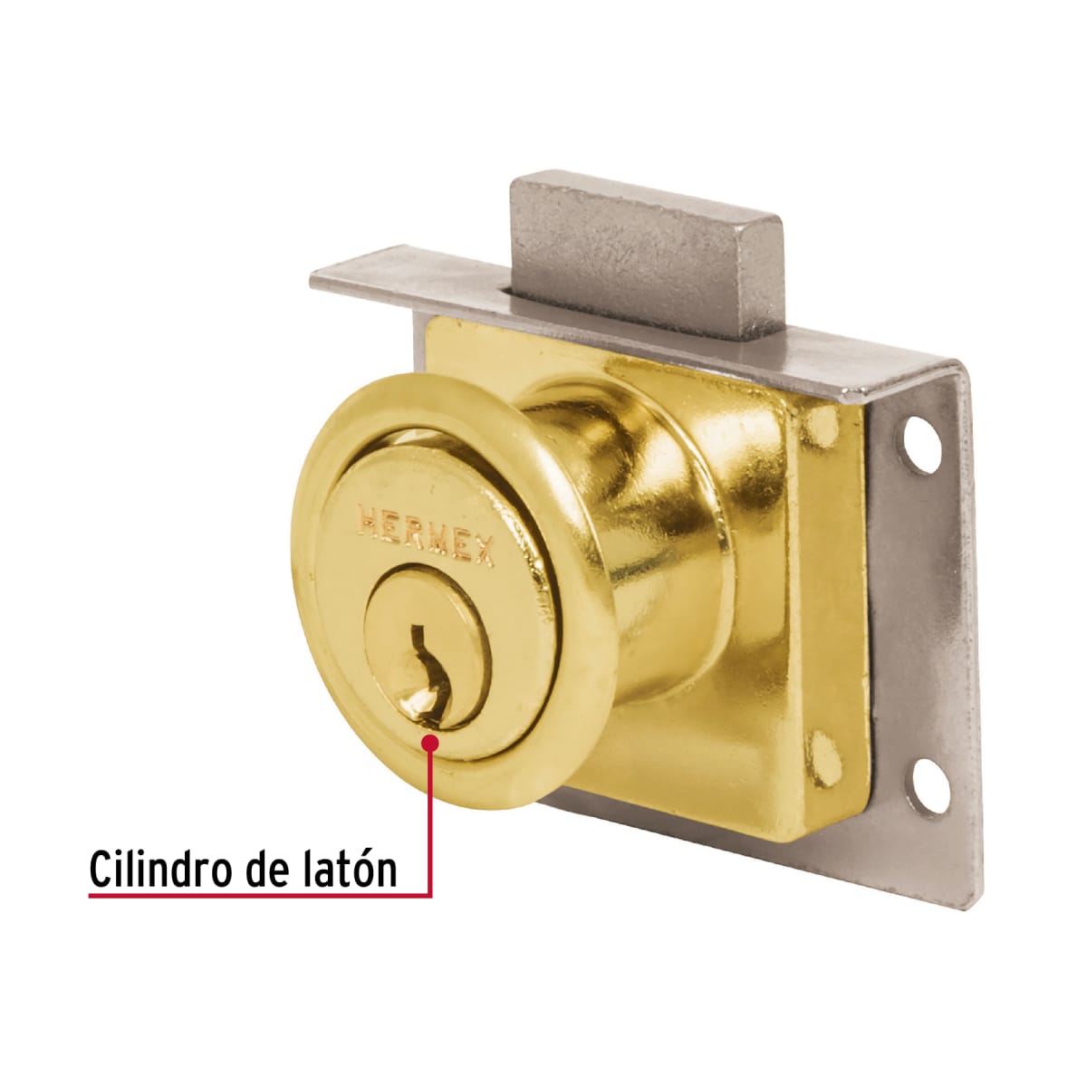 Chapa cerradura para mueble modelo 24 laton Hermex3