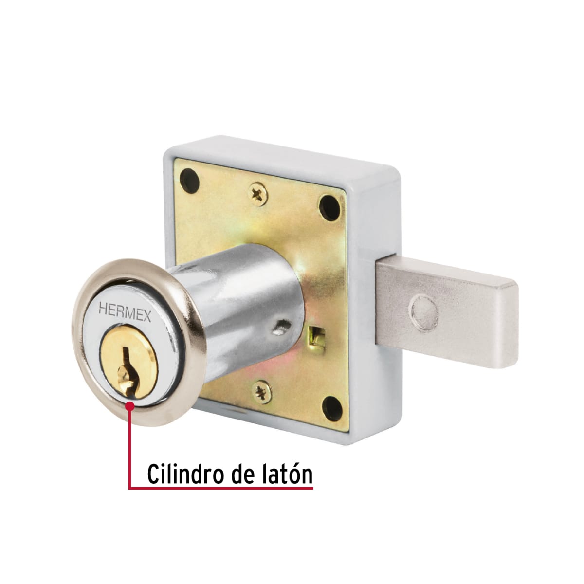 Chapa cerradura para mueble modelo 25 Cromo Hermex2