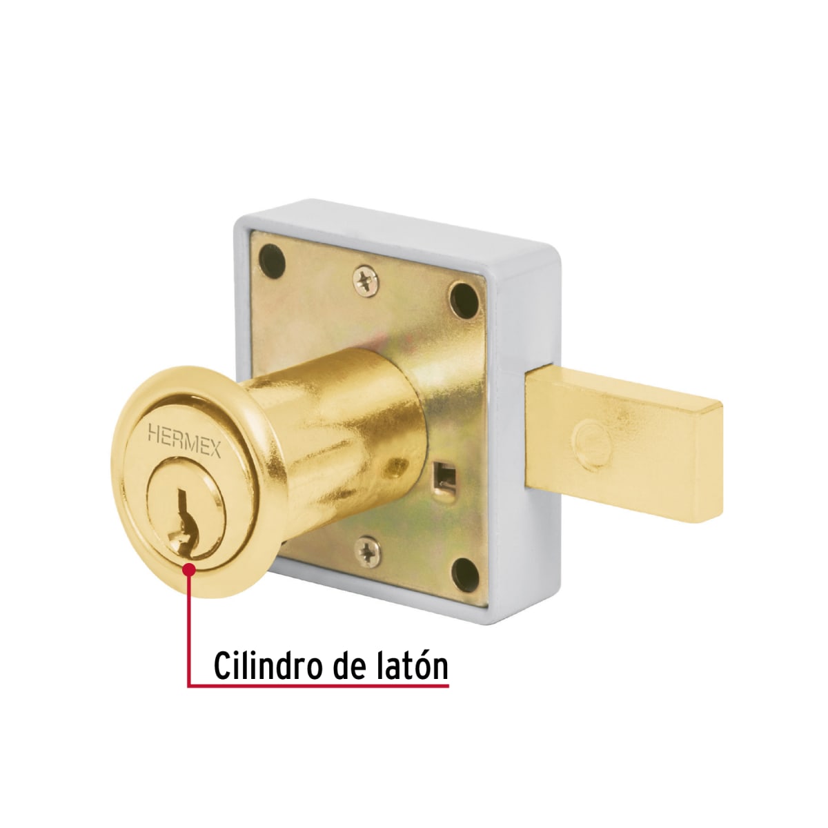 Chapa cerradura para mueble modelo 25 laton Hermex3