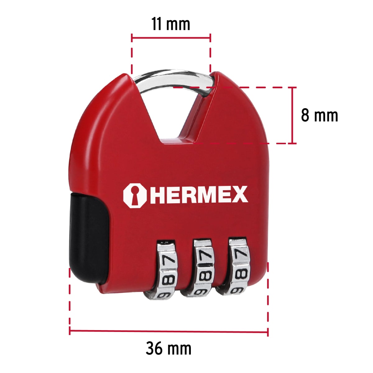Candado maletero de combinación 36 mm blíster Hermex3