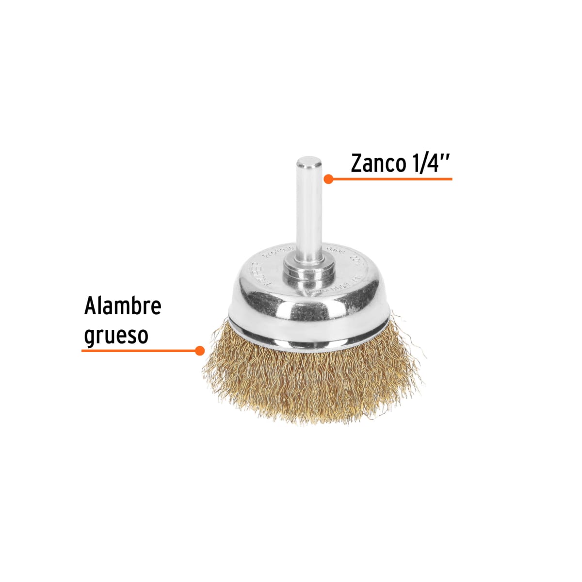 Escobilla tipo copa 1-3/4'' alambre grueso para taladro Truper2