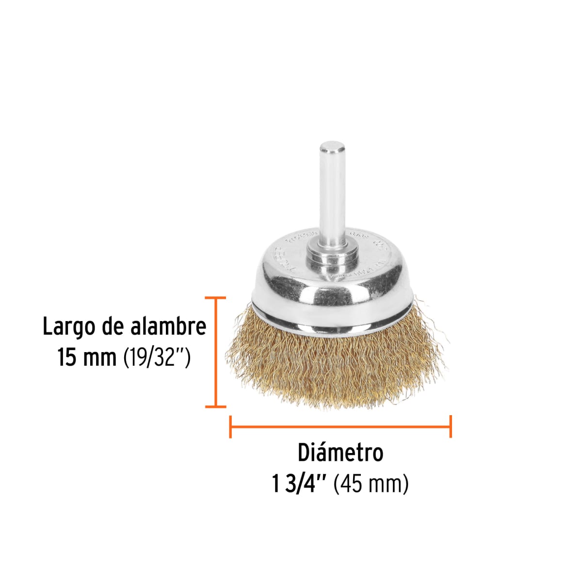 Escobilla tipo copa 1-3/4'' alambre grueso para taladro Truper3