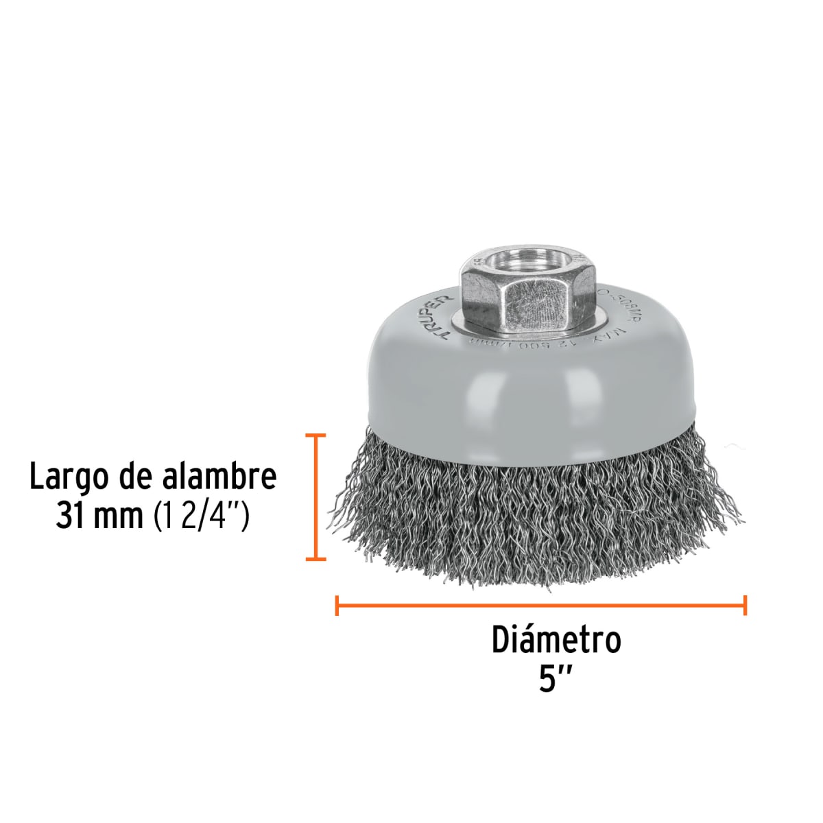 Escobilla tipo copa 3'' alambre ondulado fino multi-rosca Truper3