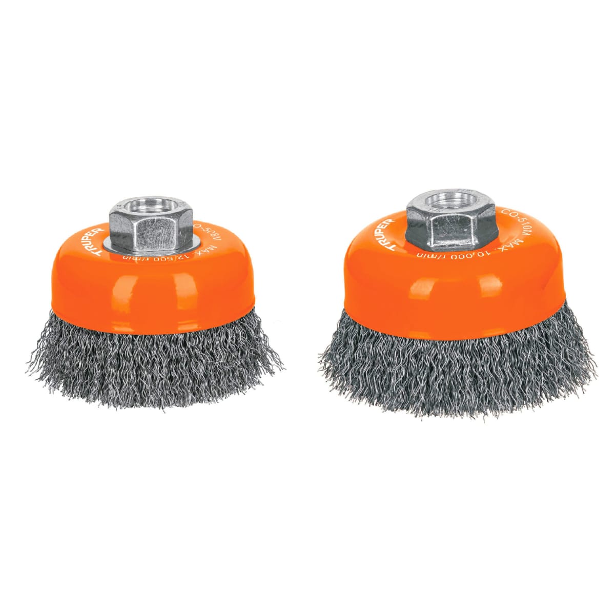 Escobilla tipo copa 4'' alambre ondulado fino. eje m14. truper1