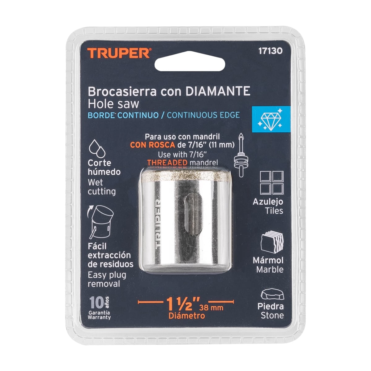 Sierra copa con diamante 1-1/2´´ borde continuo, Truper4