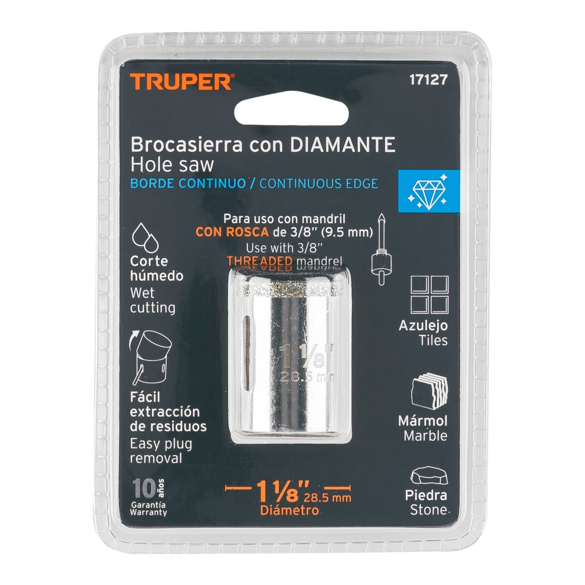 Sierra copa con diamante 1-1/8´´ borde continuo, Truper4