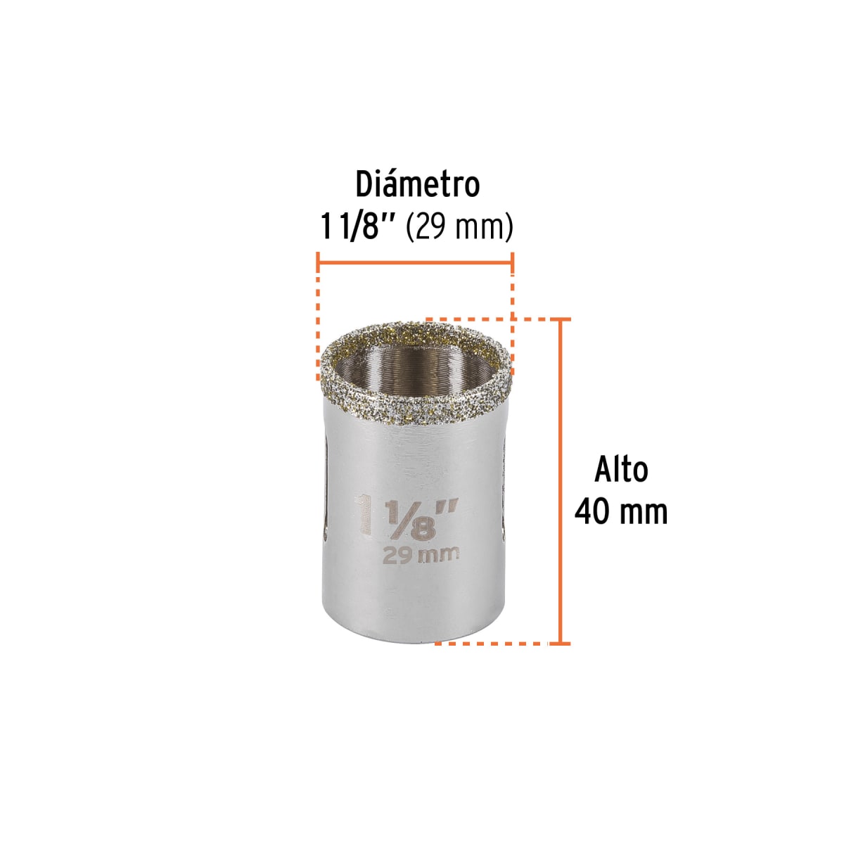 Sierra copa con diamante 1-1/8´´ borde continuo, Truper3