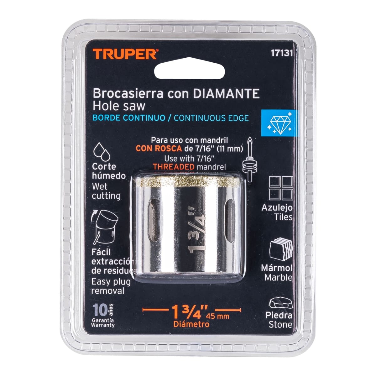 Sierra copa con diamante 1-3/4´´ borde continuo, Truper4