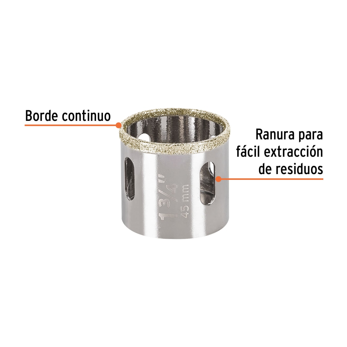 Sierra copa con diamante 1-3/4´´ borde continuo, Truper2