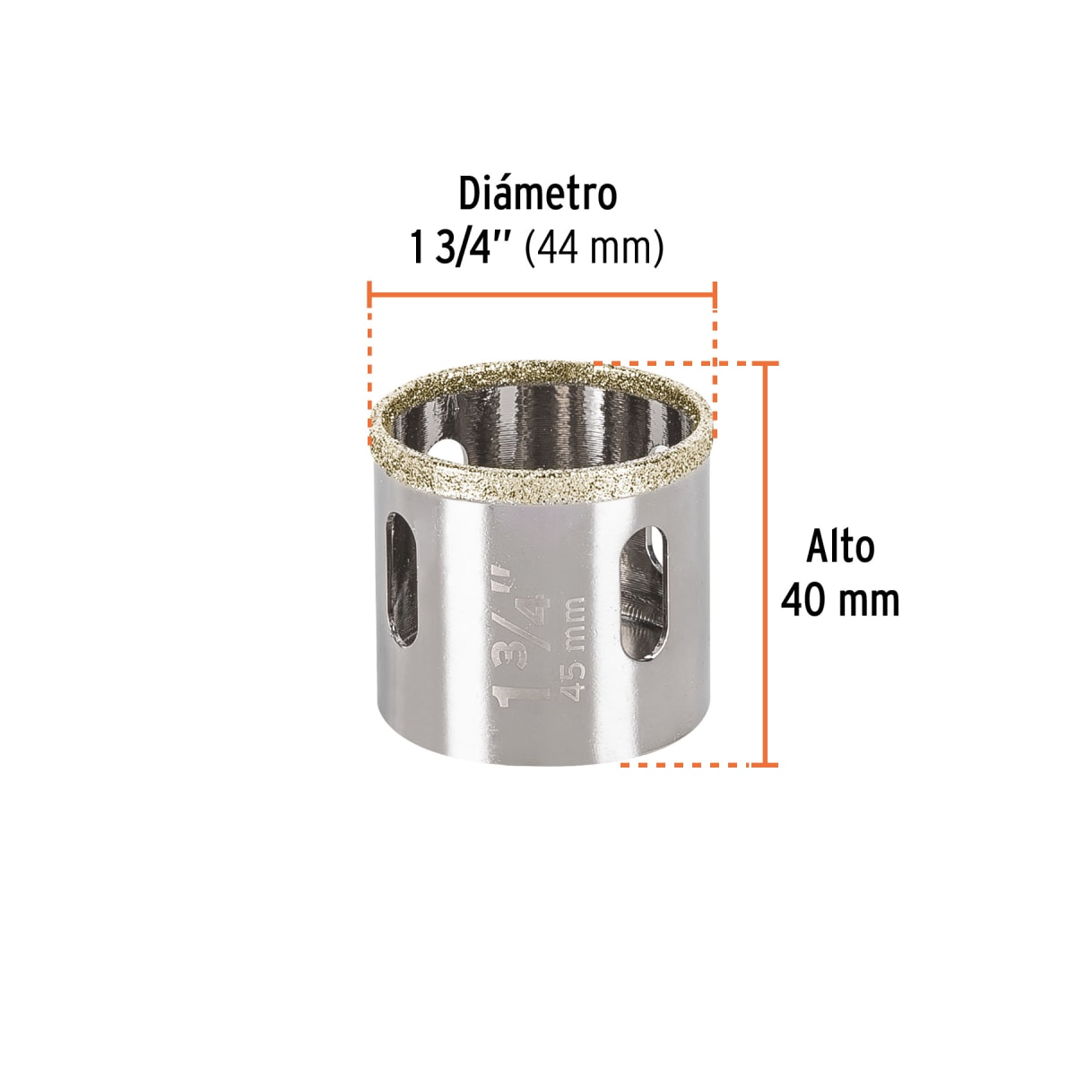 Sierra copa con diamante 1-3/4´´ borde continuo, Truper3