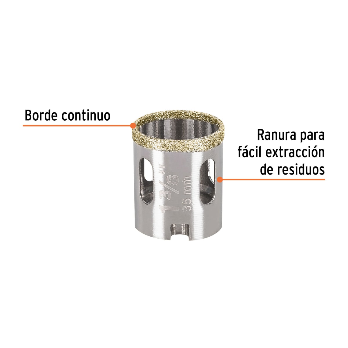 Sierra copa con diamante 1-3/8´´ borde continuo, Truper2
