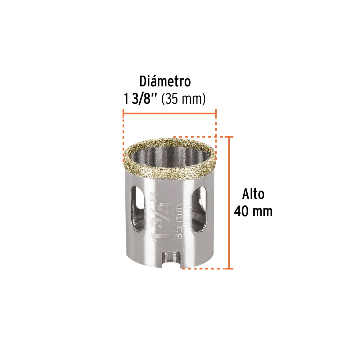 Sierra copa con diamante 1-3/8´´ borde continuo, Truper3