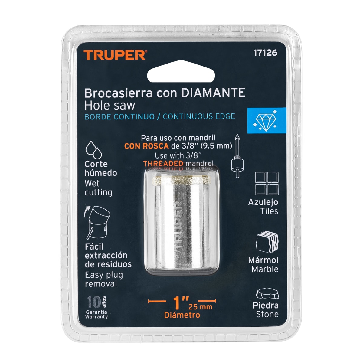 Sierra copa con diamante 1´´ borde continuo, Truper4