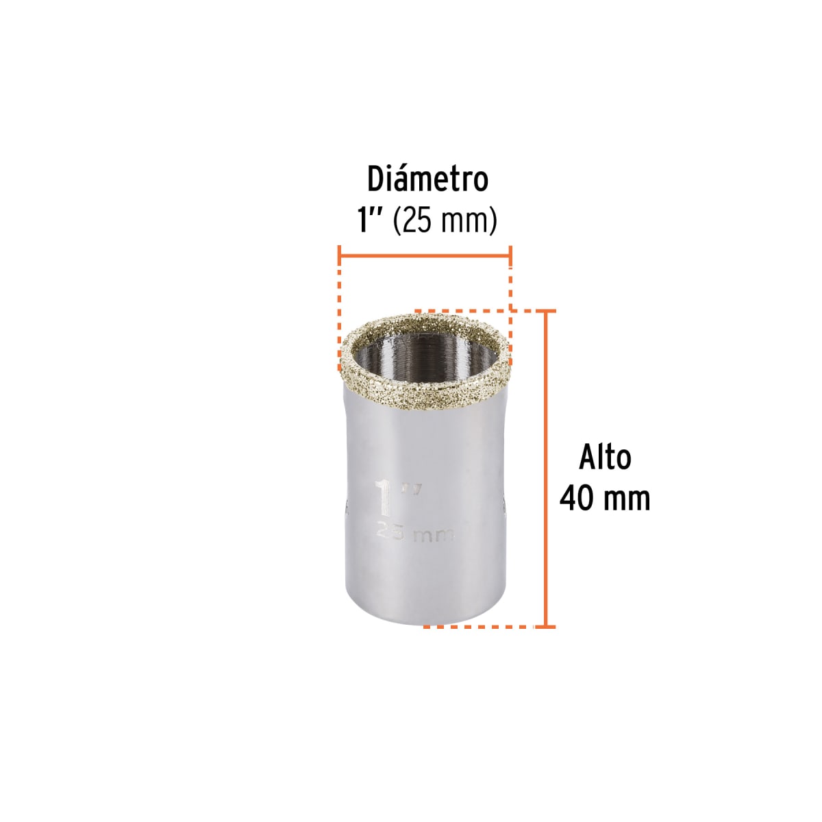 Sierra copa con diamante 1´´ borde continuo, Truper3