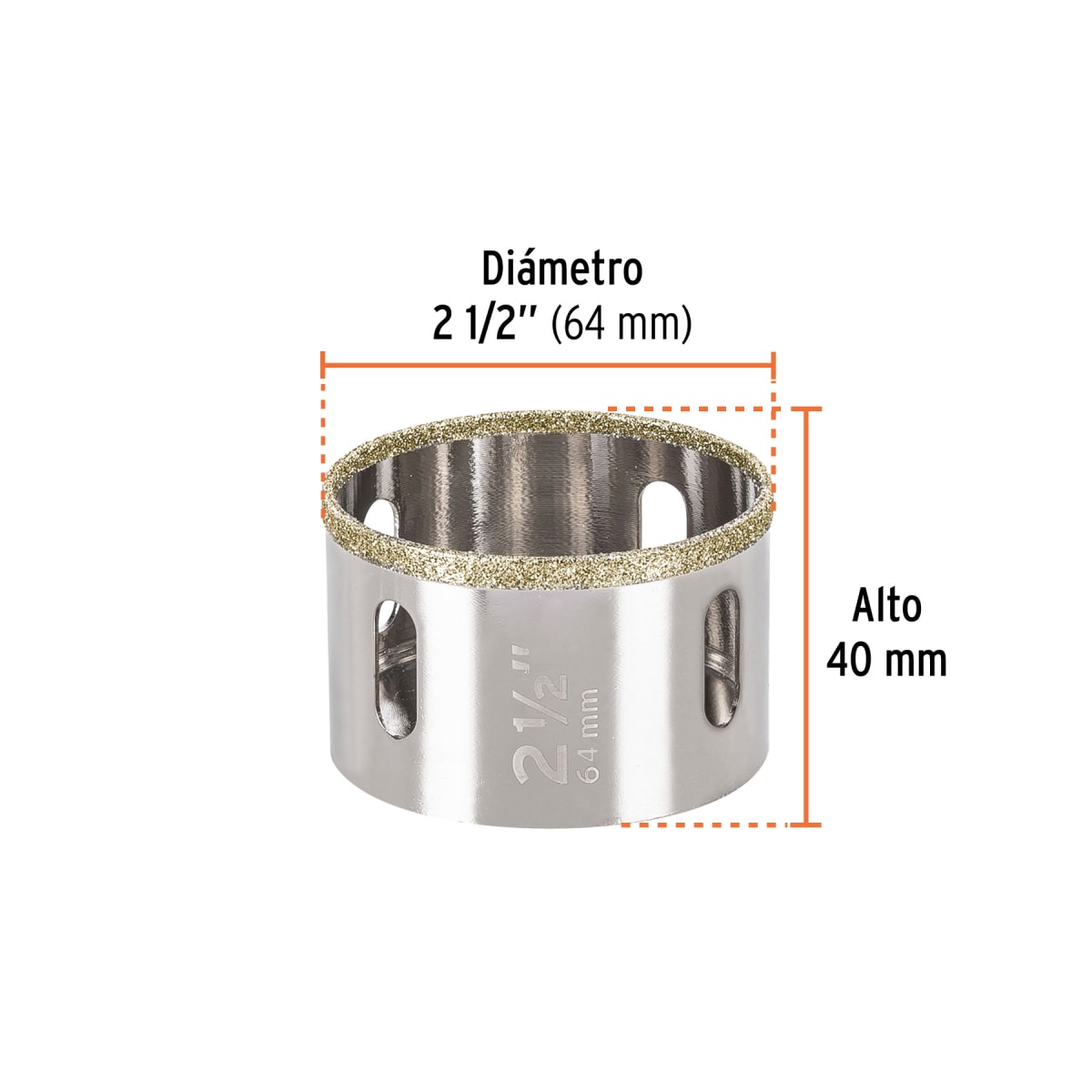 Sierra copa con diamante 2 1/2'' borde continuo Truper3